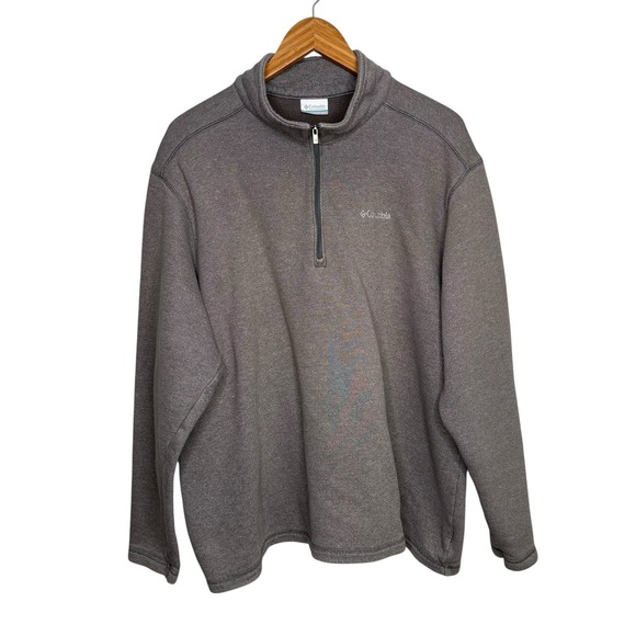 Columbia Mens Pullover XXL Brown 1/4 Zip Sweater Collar Active Long Sleeve - Picture 1 of 12